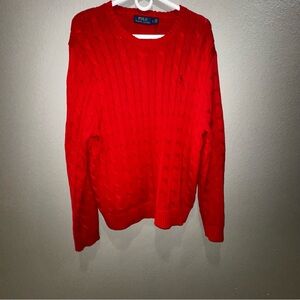 Polo by Ralph Lauren Red Cable Knit Sweater for Men